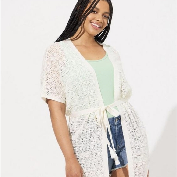 Torrid Crochet Short Sleeve Tie Waist Sweater XL, 2x, 3x NWT - Picture 16 of 16